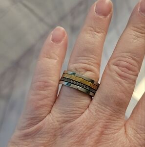 Stainless Steel Greek Key Spinner Ring Sz 7.5